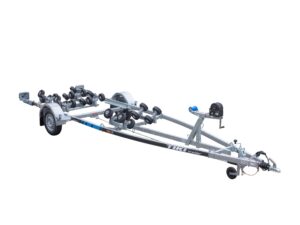 BP1000-RBA multiroller boat trailer with flip-up LED tail lights