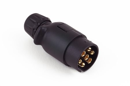 7-pin plug. Plastic case, 2 openings