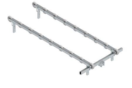 Set of roller rails (with fasteners) for rubber and flat-bottomed boats